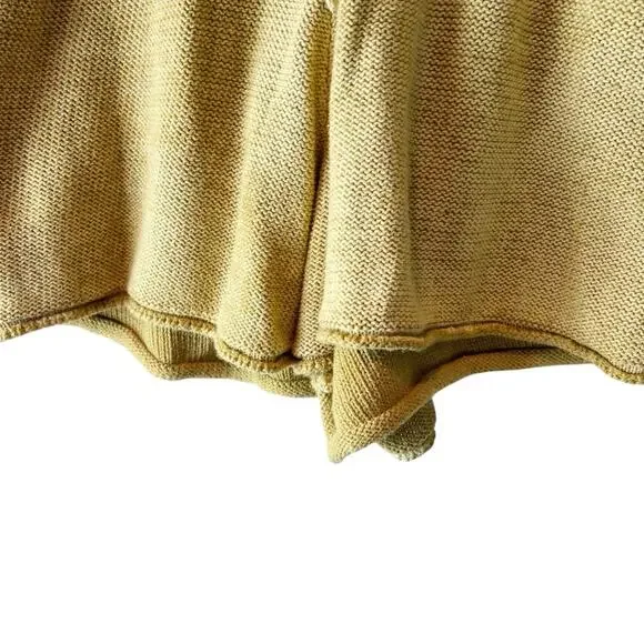 Free People Summertime Blues Knit Shorts Gold Size M - Picture 3 of 7